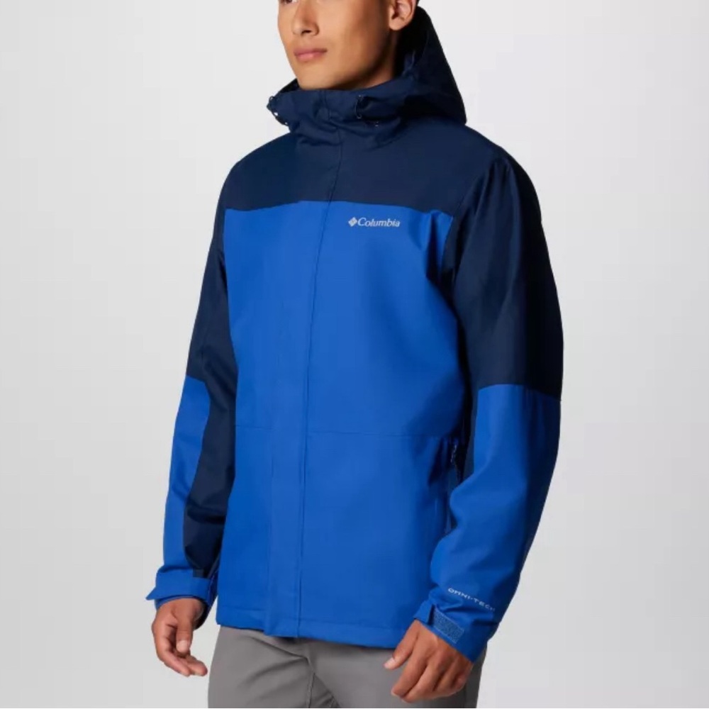 Columbia Jacket Coat Omni Tech Hood Fleece Lined Size XL Blue